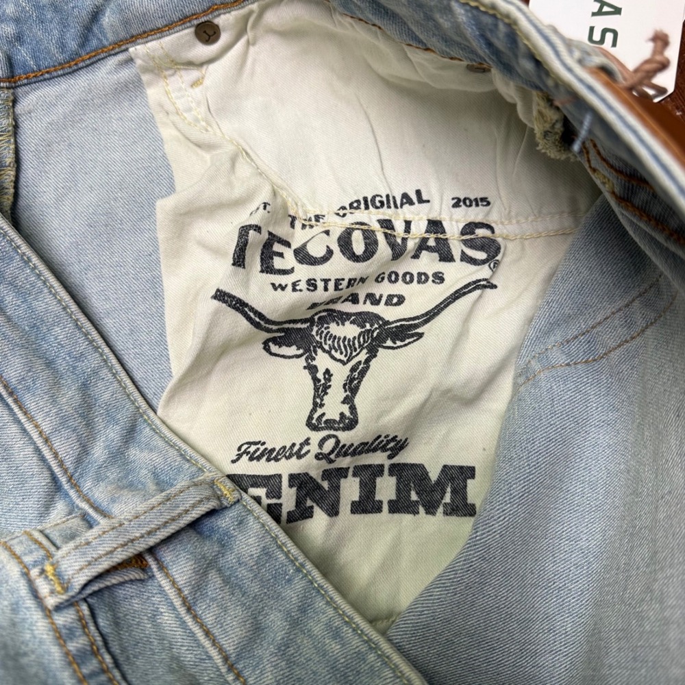 New Tecovas Slim Straight Jeans Men 40x32 Light Stone Wash Stretch Western Denim - Picture 8 of 13